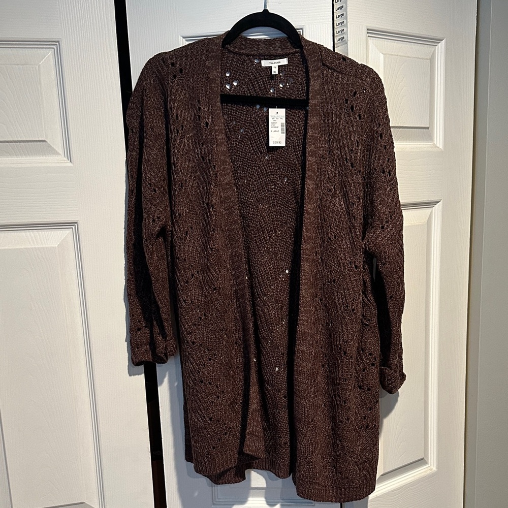 Maurices Chocolate Brown Open-Front Cardigan